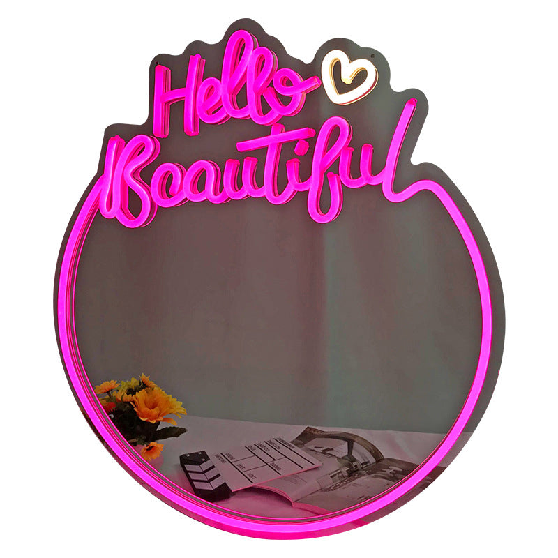 Wholesales Light Sign Hello Beautiful Mirror - LED Neon Sign Mirror