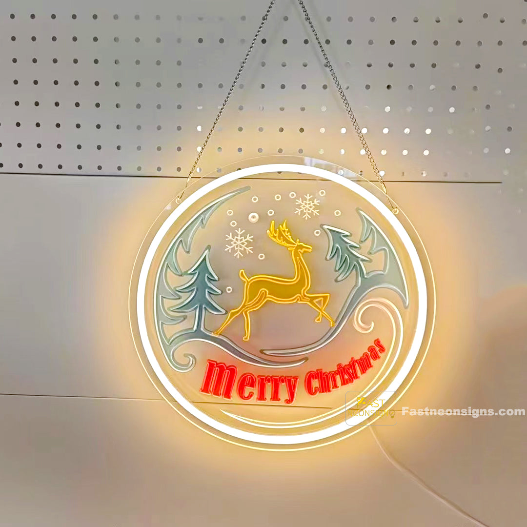 Merry Christmas Embossed Craft neon sign, Custom Engraved Neon Sign, Business Storefront Christmas Vibes