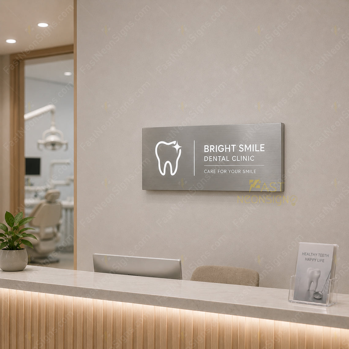 Silver Stainless Steel Metal Light Box Metal Backlit Sign - Custom Brand Light Box For Dental Clinic