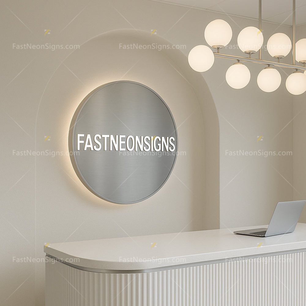 Gold Metal Light Box - Custom Luxury Metal Sign with Internal LED Lighting For Business