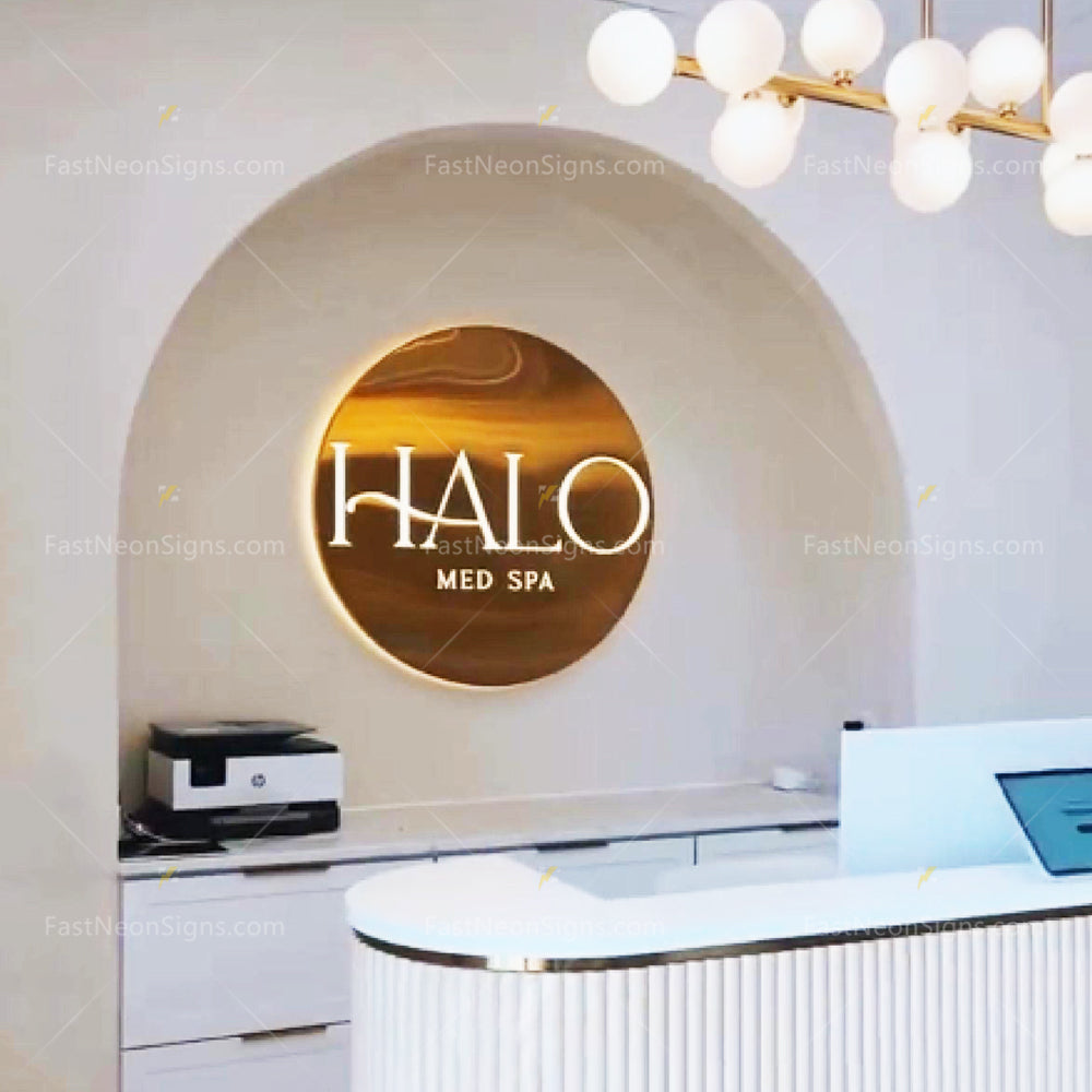 Gold Metal Light Box - Custom Luxury Metal Sign with Internal LED Lighting For Business