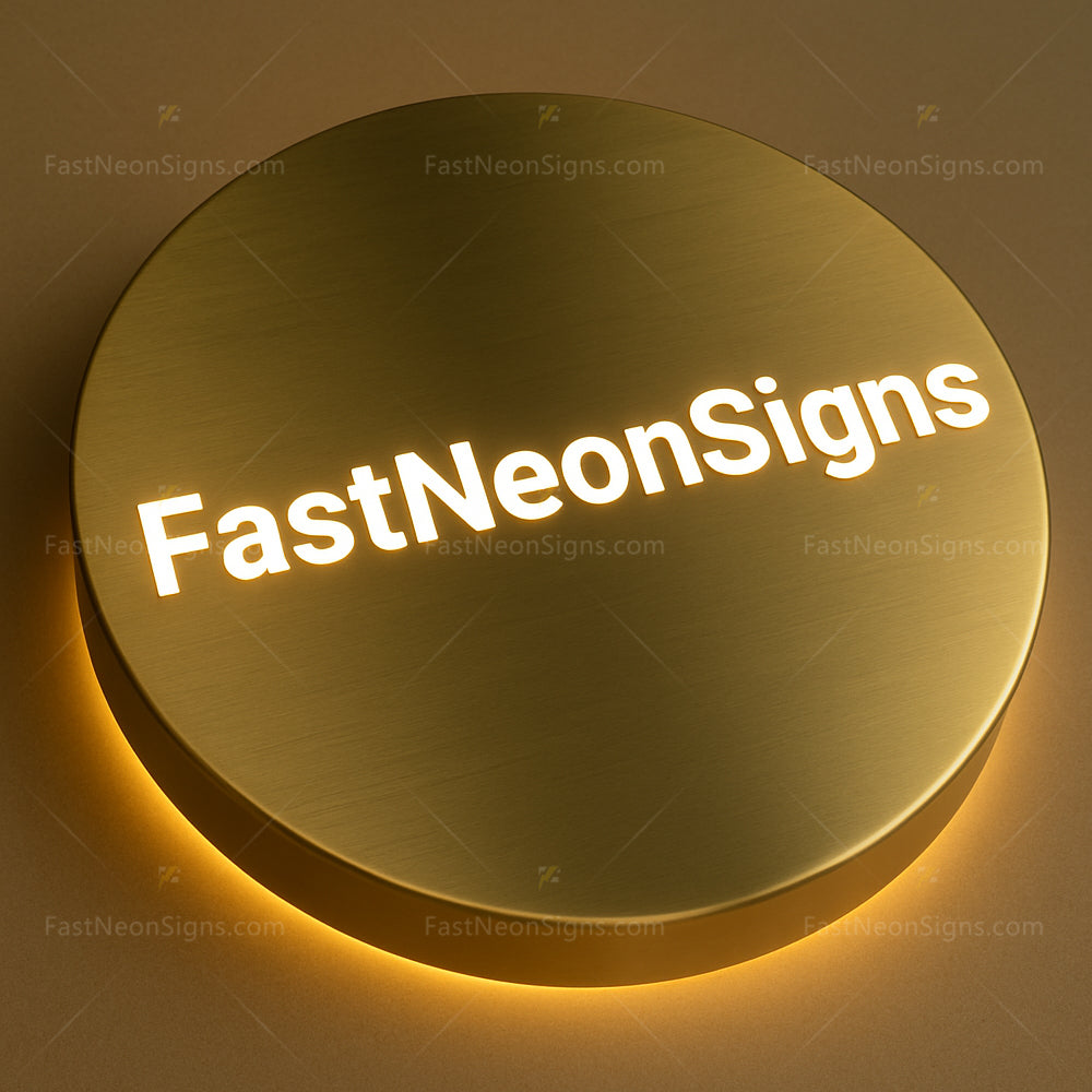 Gold Metal Light Box - Custom Luxury Metal Sign with Internal LED Lighting For Business