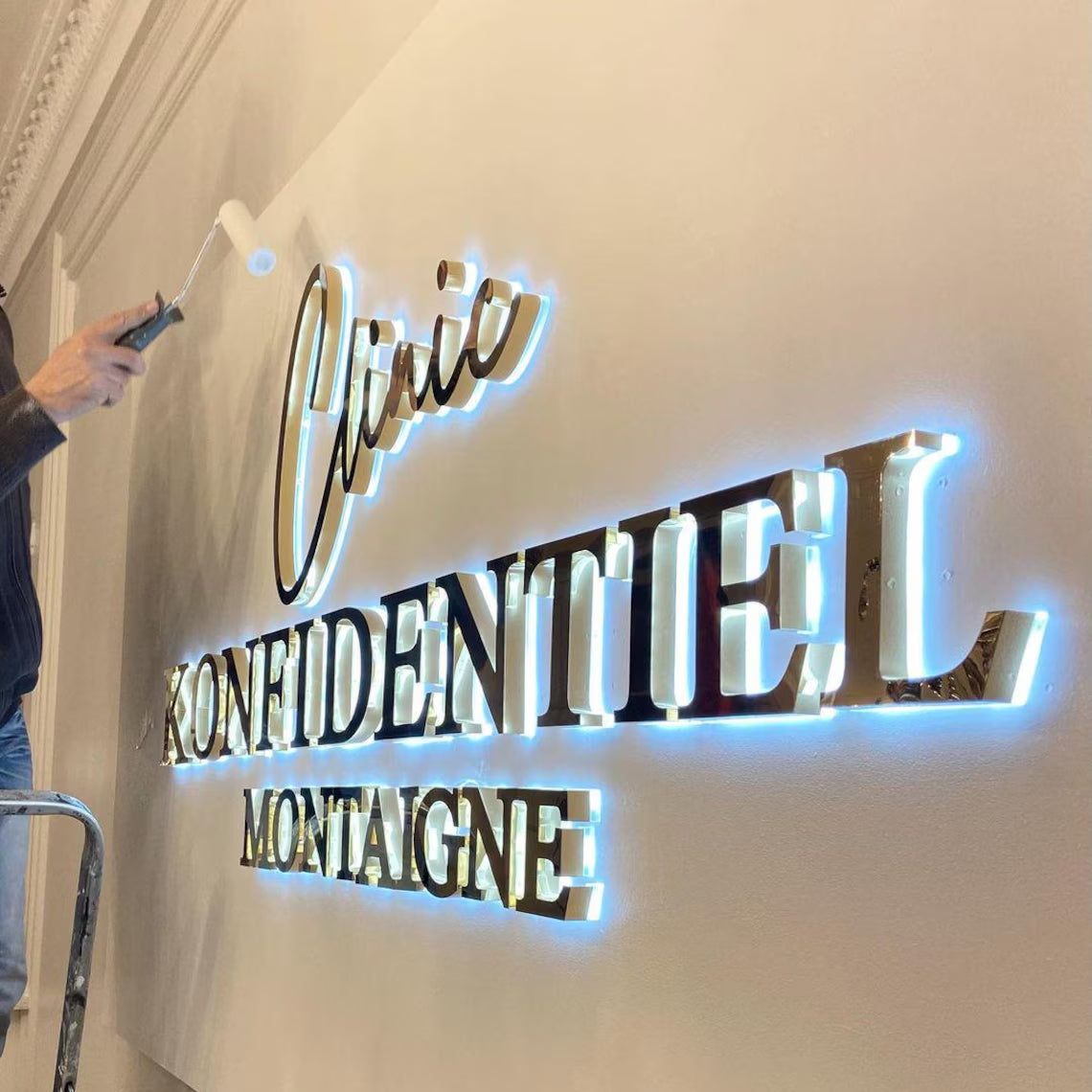 Custom 3D Metal Backlit Sign, 3D Logo Business Signs, LED Light Box Backlit For Office, Store Front