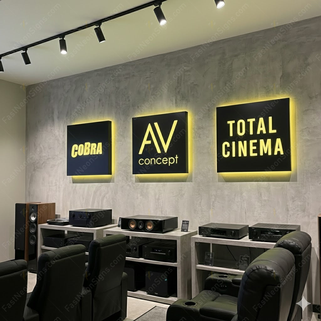 Custom Mirror Finish Metal Backlit Light Box Sign – Cut-Out Logo & Letters for Business