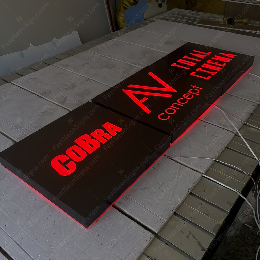 Custom Mirror Finish Metal Backlit Light Box Sign – Cut-Out Logo & Letters for Business