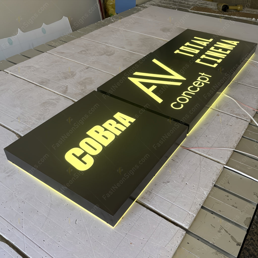 Custom Mirror Finish Metal Backlit Light Box Sign – Cut-Out Logo & Letters for Business