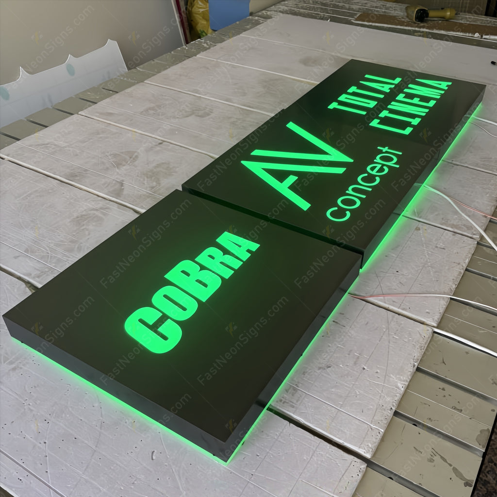 Custom Mirror Finish Metal Backlit Light Box Sign – Cut-Out Logo & Letters for Business