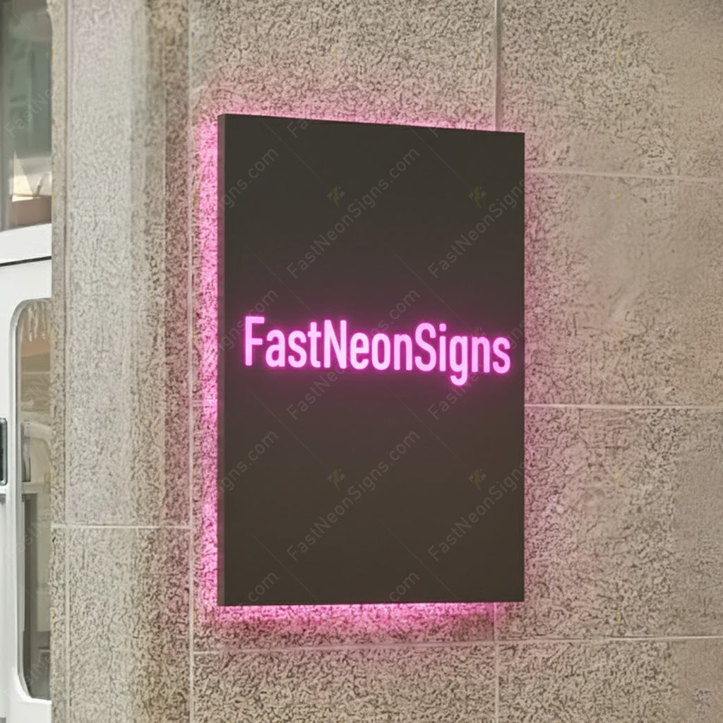 Custom Painted Metal Backlit Sign Box – LED Halo Logo Sign for Commercial Spaces