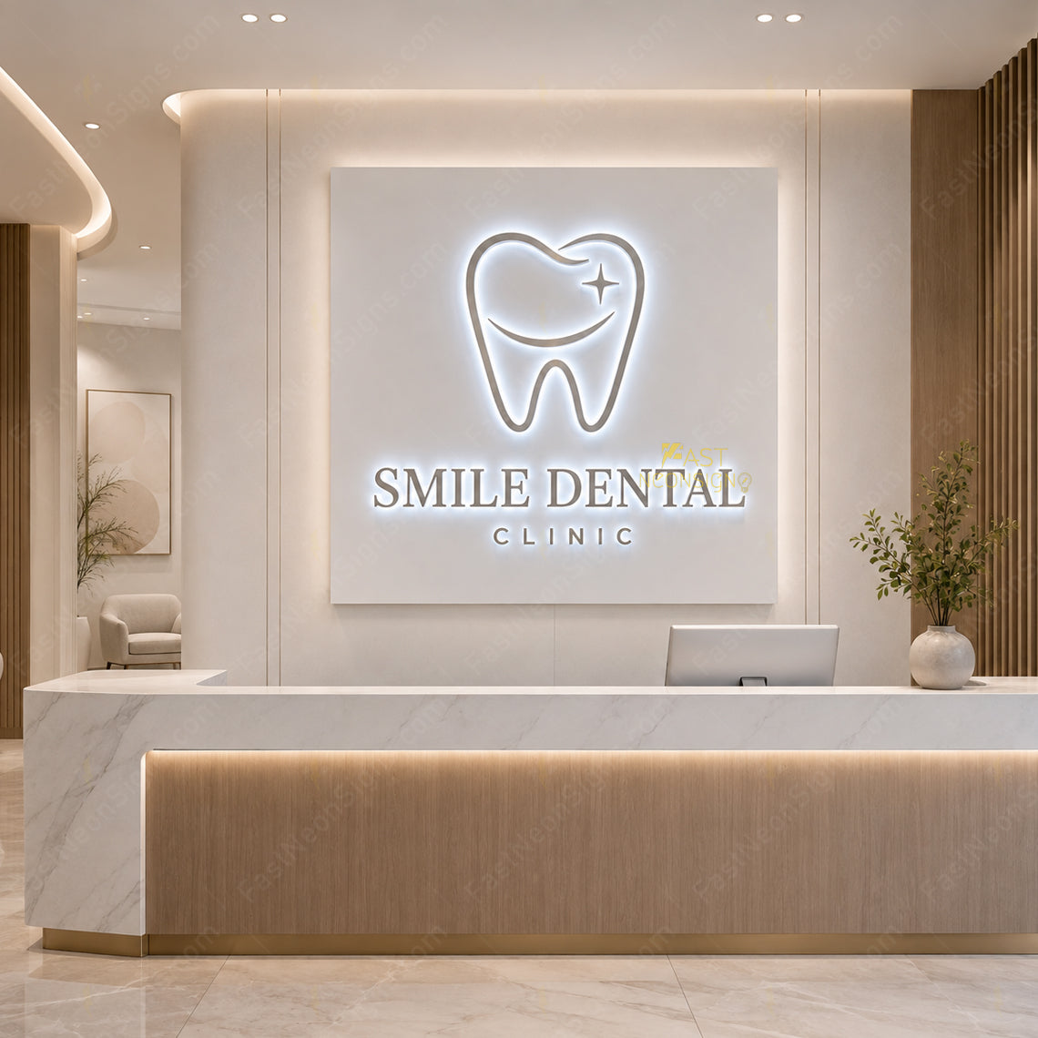 Custom Mirror Silver Metal Backlit Letters Sign for Offices, Clinics & Salons