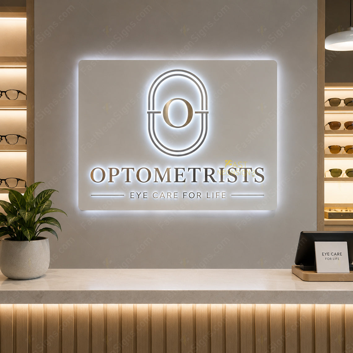 Custom Mirror Silver Metal Backlit Letters Sign for Offices, Clinics & Salons