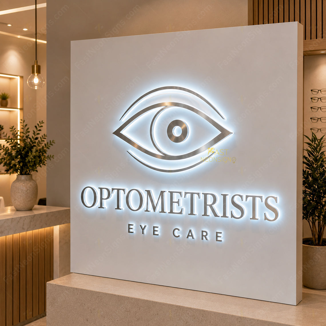 Custom Mirror Silver Metal Backlit Letters Sign for Offices, Clinics & Salons