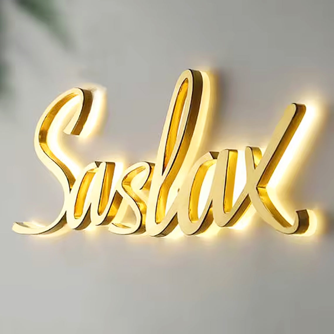 Custom 3D Metal Backlit Sign, Stainless Steel Logo Sign Gold Colorful Letter For Business, Interior, Beauty Shop, Salon, Storefront