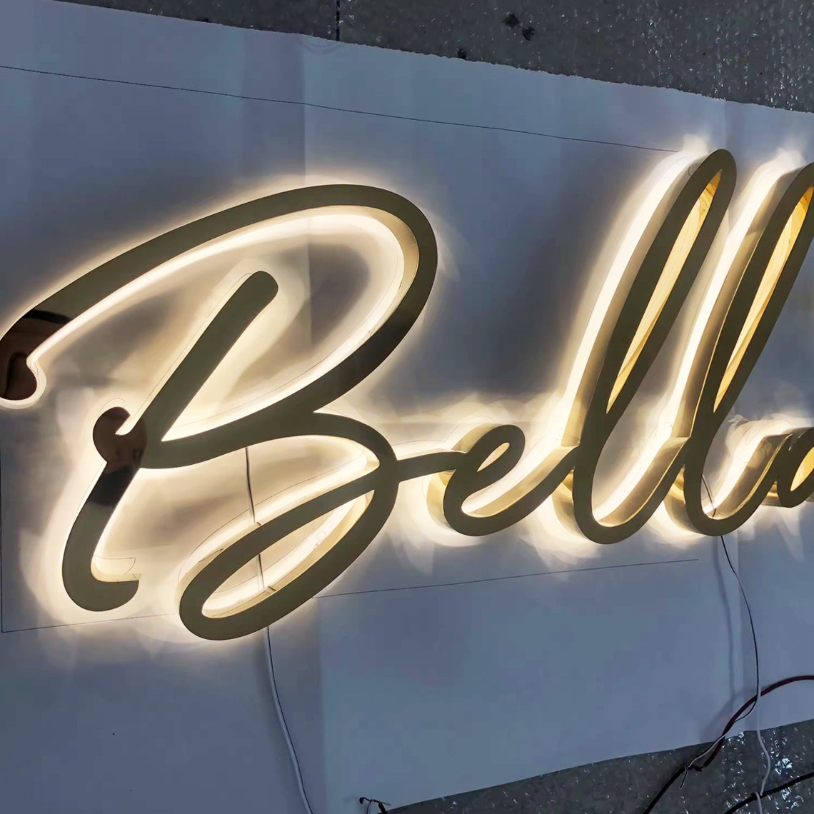 Custom 3D Metal Backlit Sign, Stainless Steel Logo Sign Gold Colorful Letter For Business, Interior, Beauty Shop, Salon, Storefront