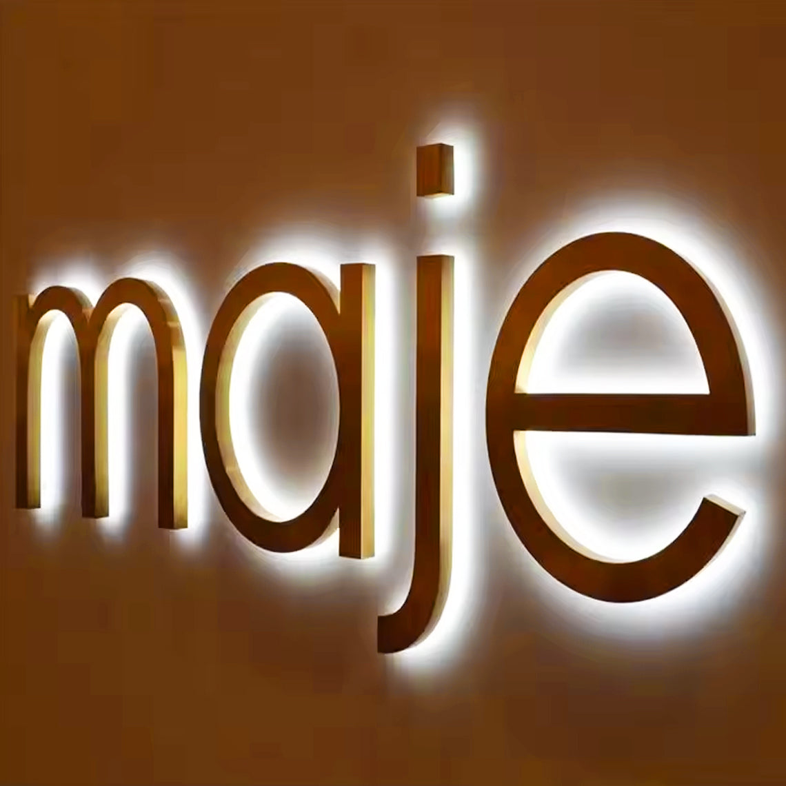 Custom 3D Metal Backlit Sign, Stainless Steel Logo Sign Gold Colorful Letter For Business, Interior, Beauty Shop, Salon, Storefront