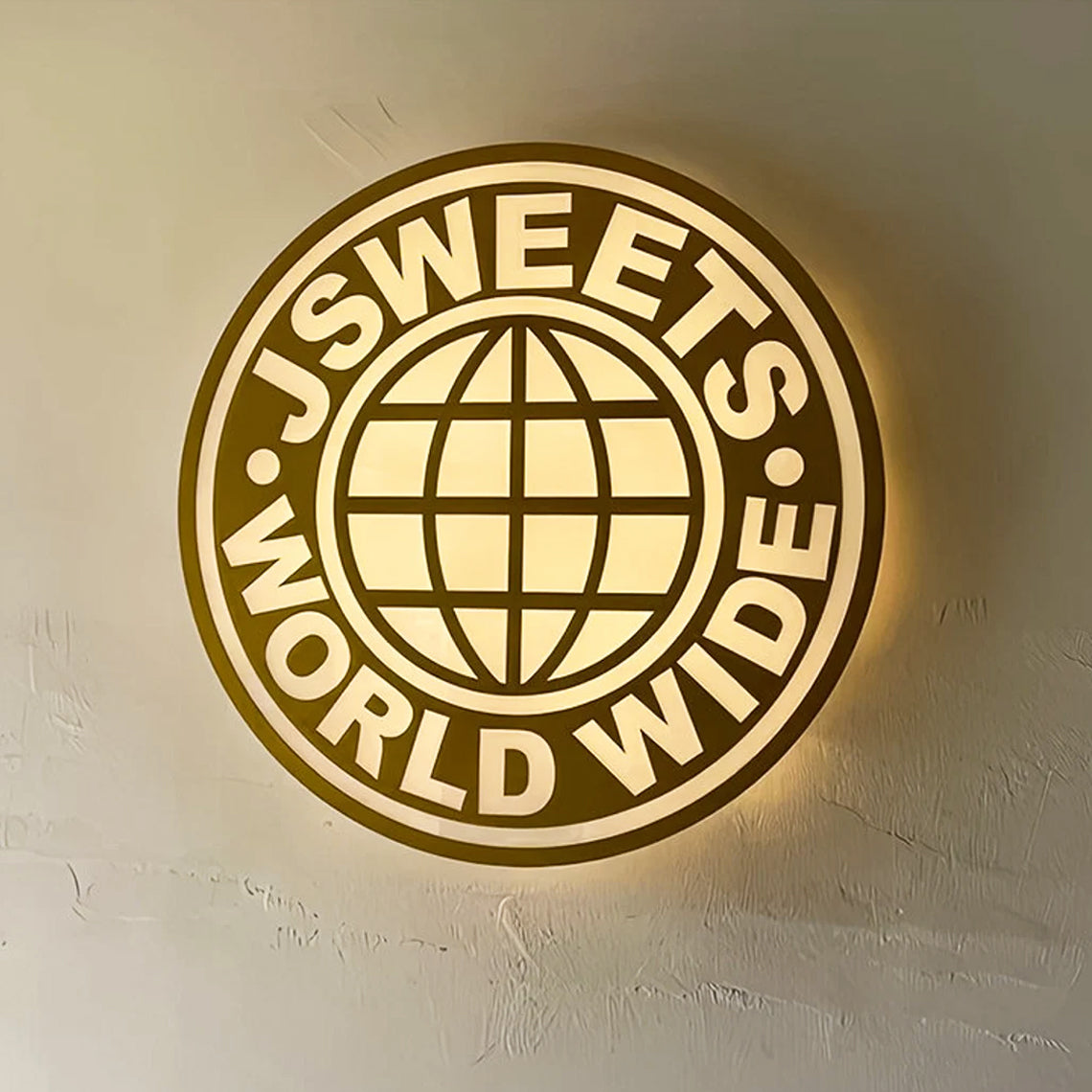 Gold Metal Backlit Sign 3D Light Box Round Shape