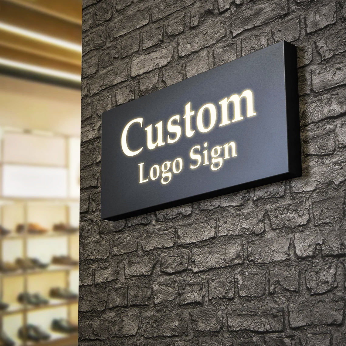 Black Metal Backlit Sign 3D Light Box Horizontal Rectangle Shape