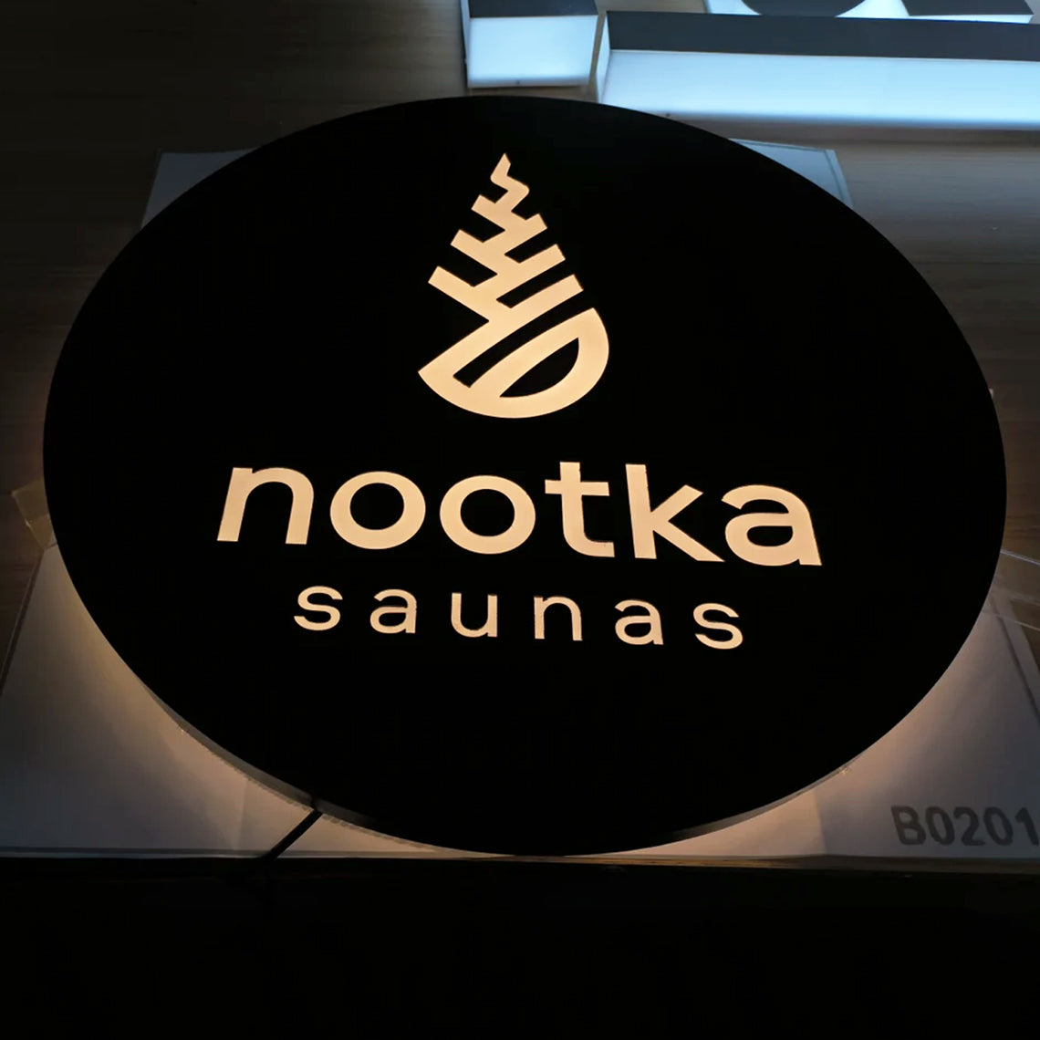 Black Metal Backlit Sign - Custom Logo Round Light Box For Business