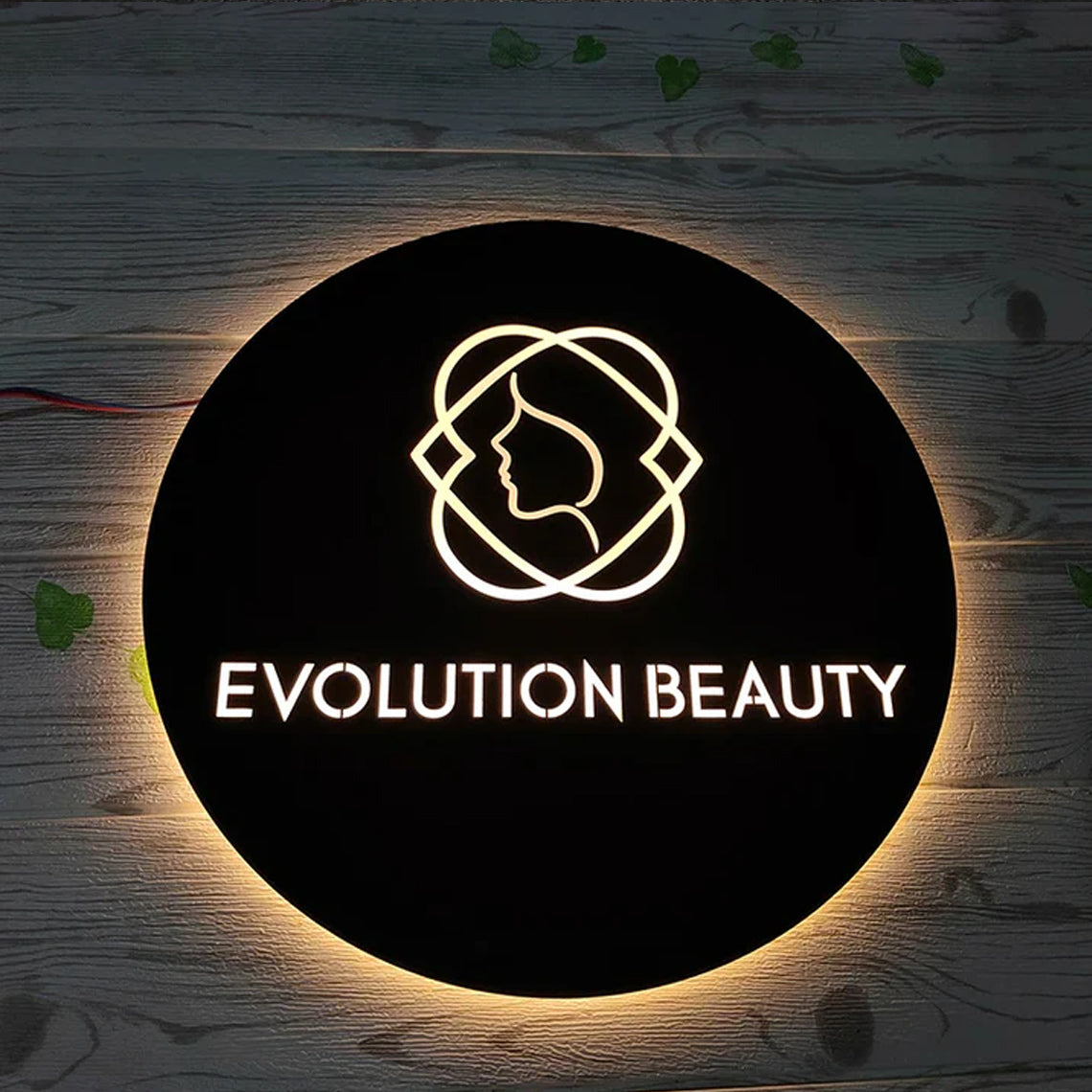 Black Metal Backlit Sign 3D Light Box Round Shape