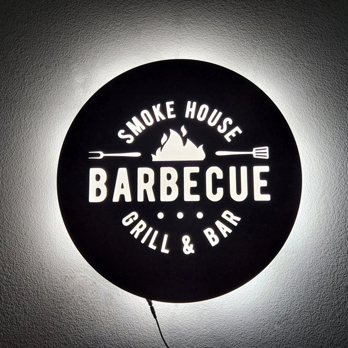 Black Metal Backlit Sign 3D Light Box Round Shape