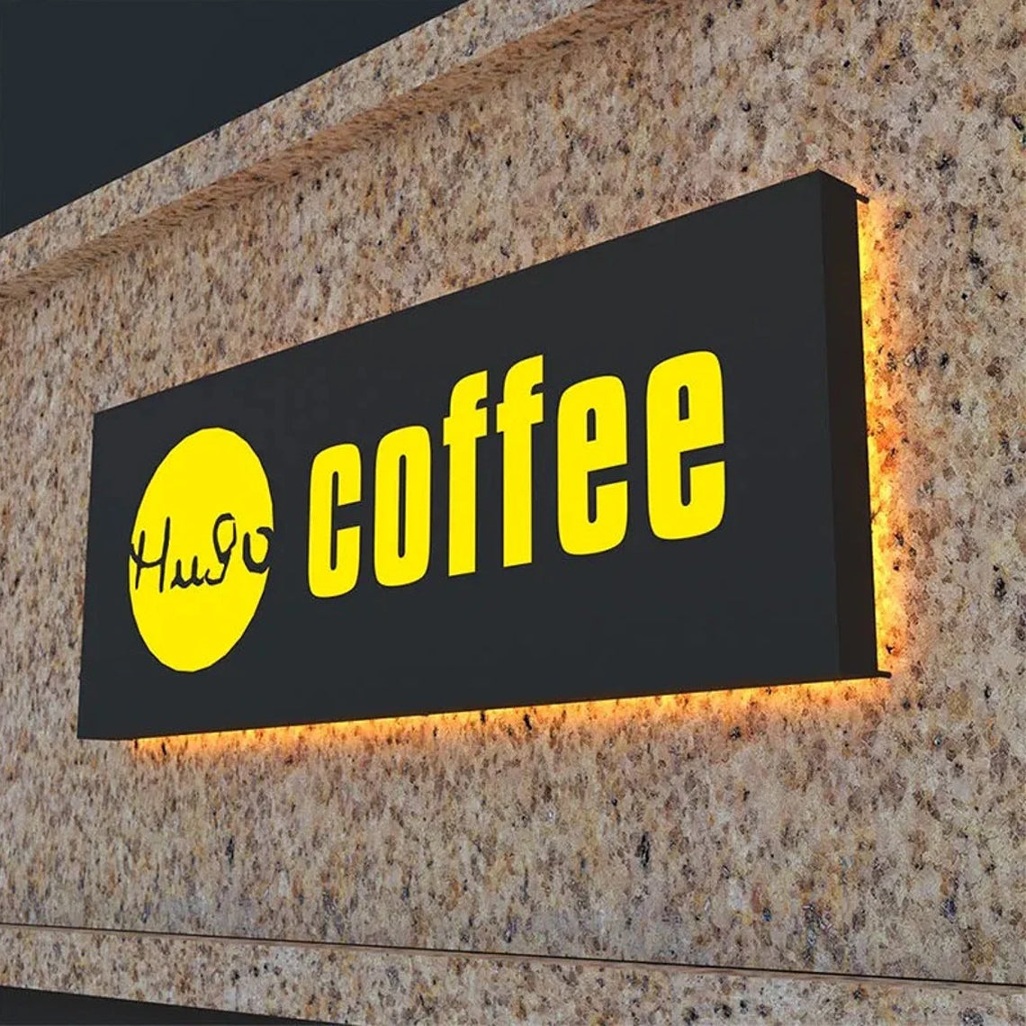 Black Metal Backlit Sign 3D Light Box Horizontal Rectangle Shape