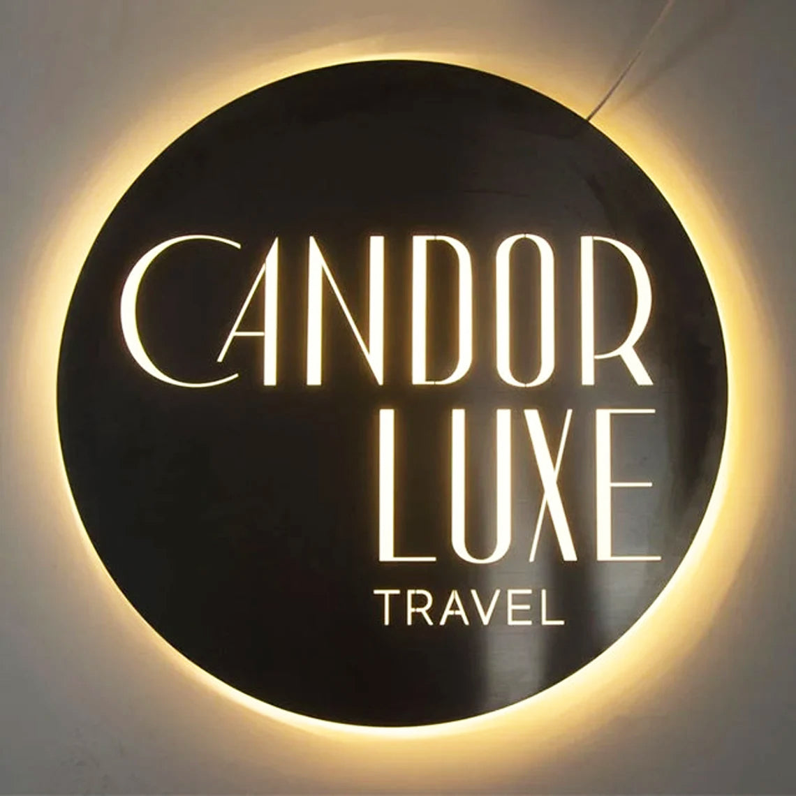 Black Metal Backlit Sign - Custom Logo Round Light Box For Business