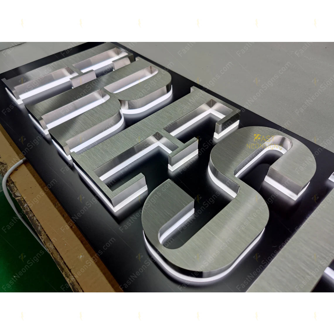 Custom Backlit Metal Channel Letter Sign with Metal Back Panel for Business | Premium LED Illuminated Storefront & Interior Wall Sign