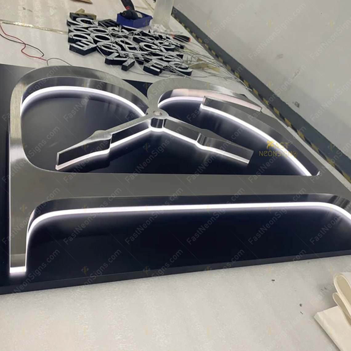 Custom Backlit Metal Channel Letter Sign with Metal Back Panel for Business | Premium LED Illuminated Storefront & Interior Wall Sign