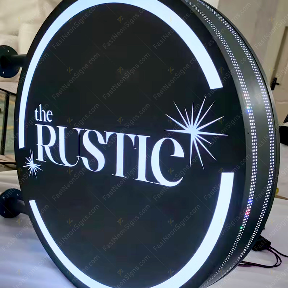 Luxury Double-Sided Hanging LED Lightbox Sign with Metal Bracket | Outdoor Commercial Storefront Branding