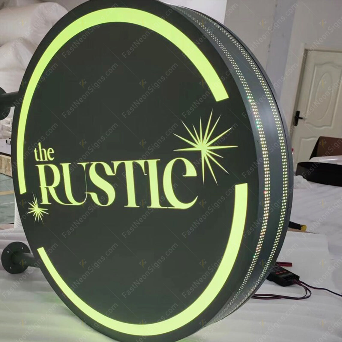 Luxury Double-Sided Hanging LED Lightbox Sign with Metal Bracket | Outdoor Commercial Storefront Branding