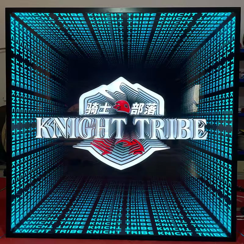 Custom Infinity Mirror Neon Sign RGB Multicolor Sign Square Magic Neon Light Box For Business