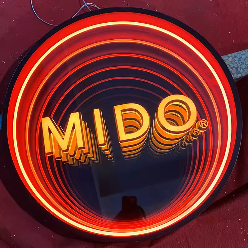 Custom Infinity Mirror Neon Sign RGB Multicolor Sign Round Magic Neon Light Box For Business
