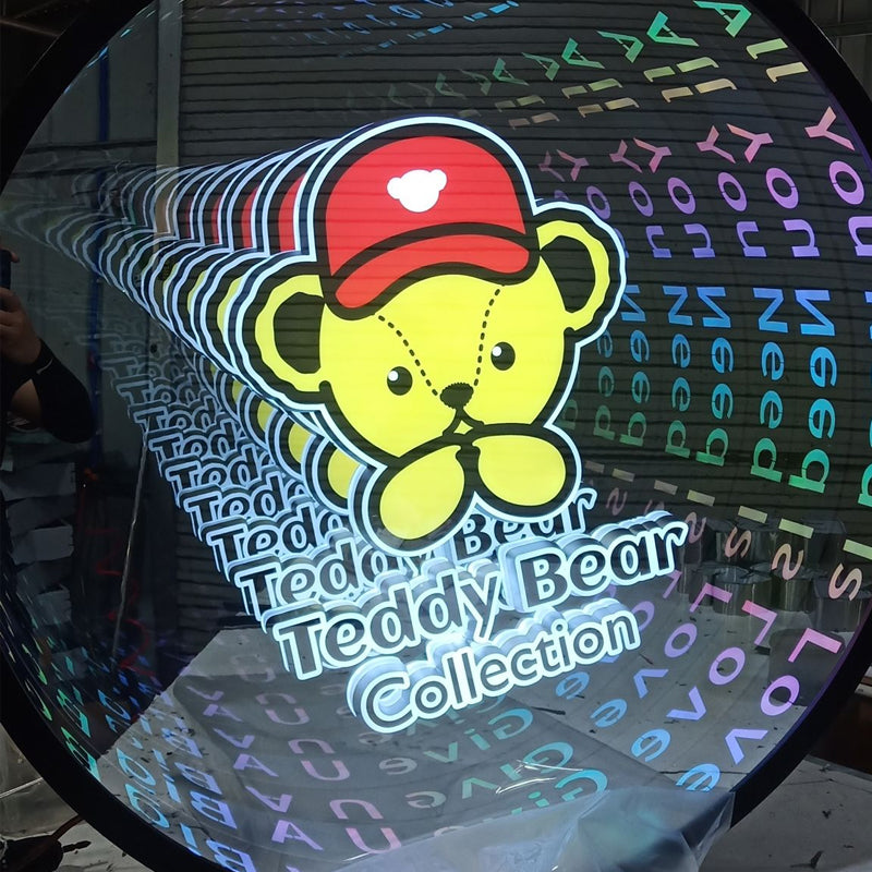Custom Infinity Mirror Neon Sign RGB Multicolor Sign Round Magic Neon Light Box For Business