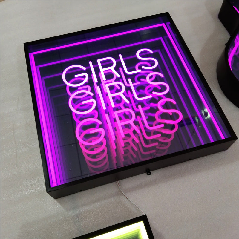 Custom Infinity Mirror Neon Sign RGB Multicolor Sign Round Magic Neon Light Box For Business
