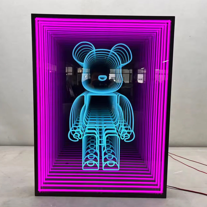 Custom Infinity Mirror Neon Sign RGB Multicolor Sign Square Magic Neon Light Box For Business