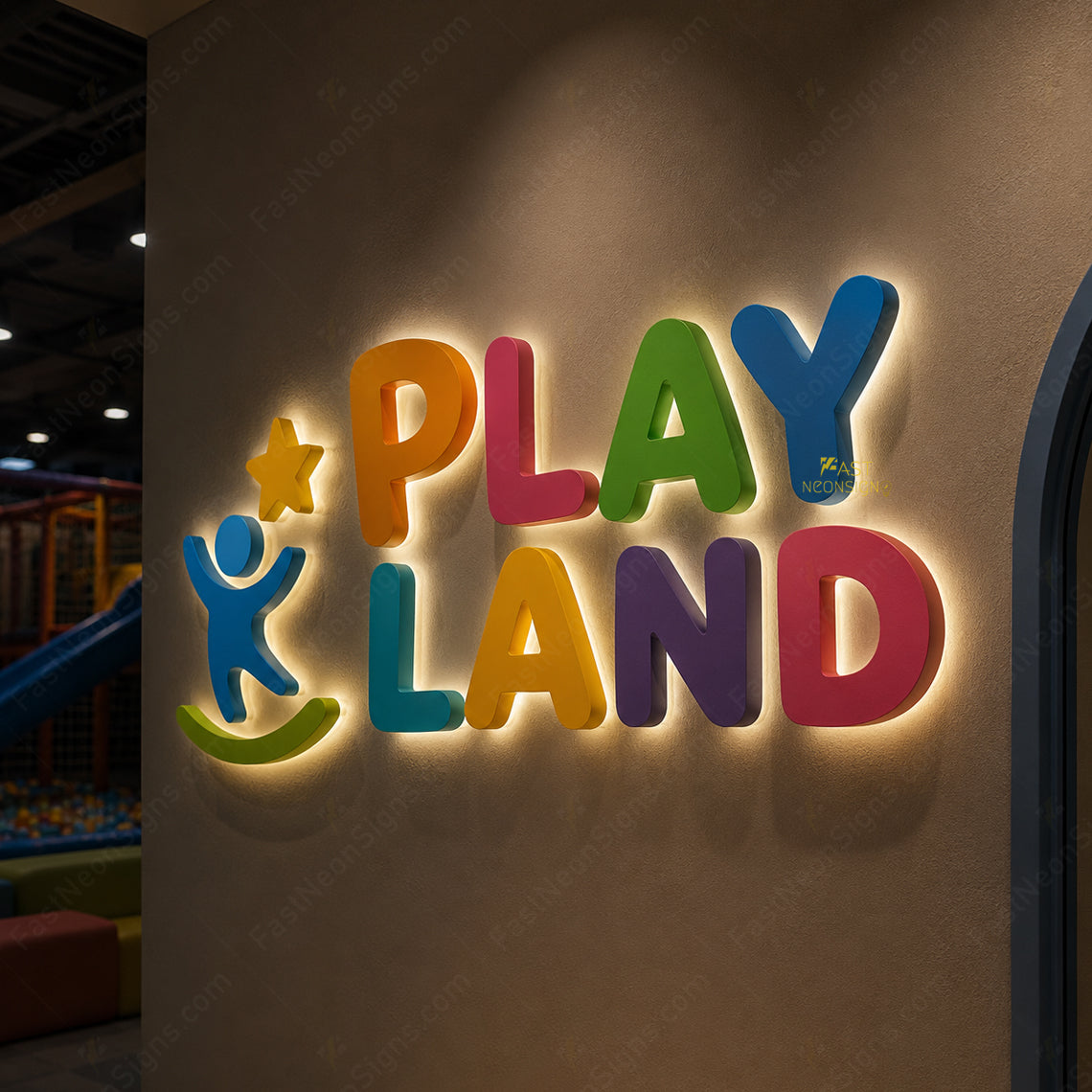 Custom Painted Metal Backlit Letters Sign – Colorful 3D LED Logo Letters for Businesses,Dental, Boutique, Daycare