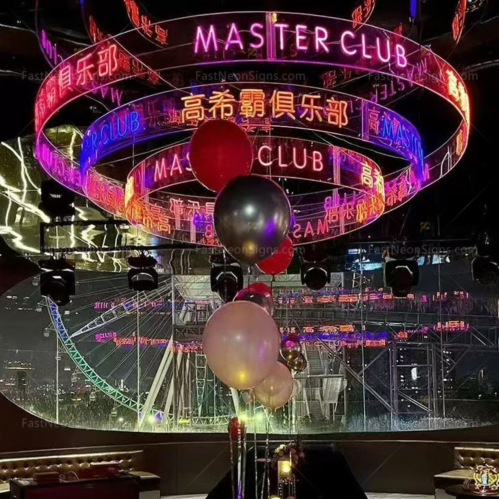 Custom Bent Neon Sign, Ceiling Hanging Round Neon Sign For Business Bar Club, Salon, Beauty Skin Store