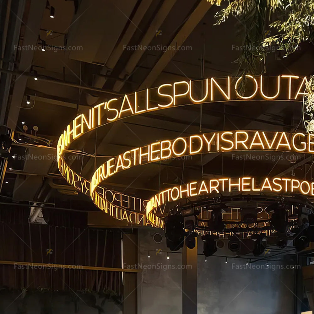 Custom Bent Neon Sign, Round Shape Neon Sign For Ceiling Decor, Business Mall, Playground