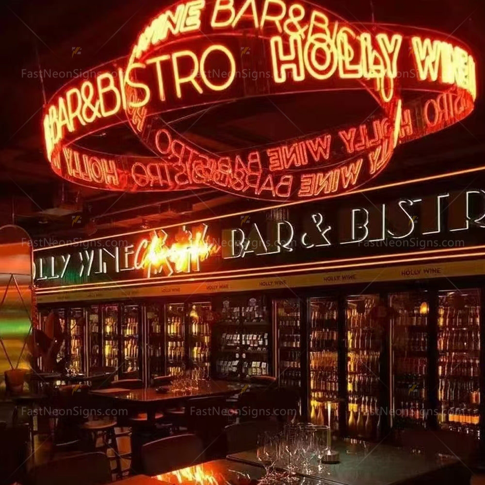 Custom Bent Neon Sign, Round Shape Neon Sign For Ceiling Decor, Business Mall, Playground