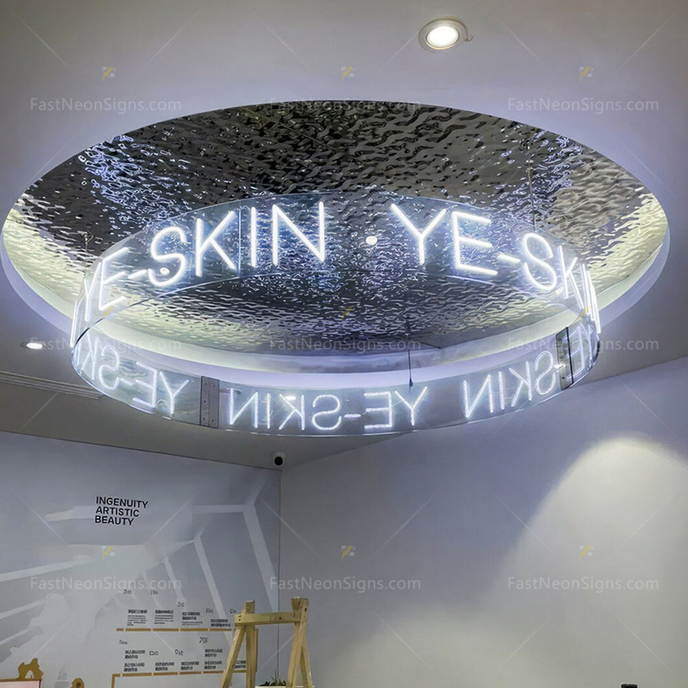 Custom Bent Neon Sign, Ceiling Hanging Round Neon Sign For Business Bar Club, Salon, Beauty Skin Store