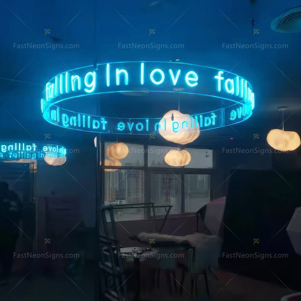 Custom Bent Neon Sign, Ceiling Hanging Round Neon Sign For Business Bar Club, Salon, Beauty Skin Store