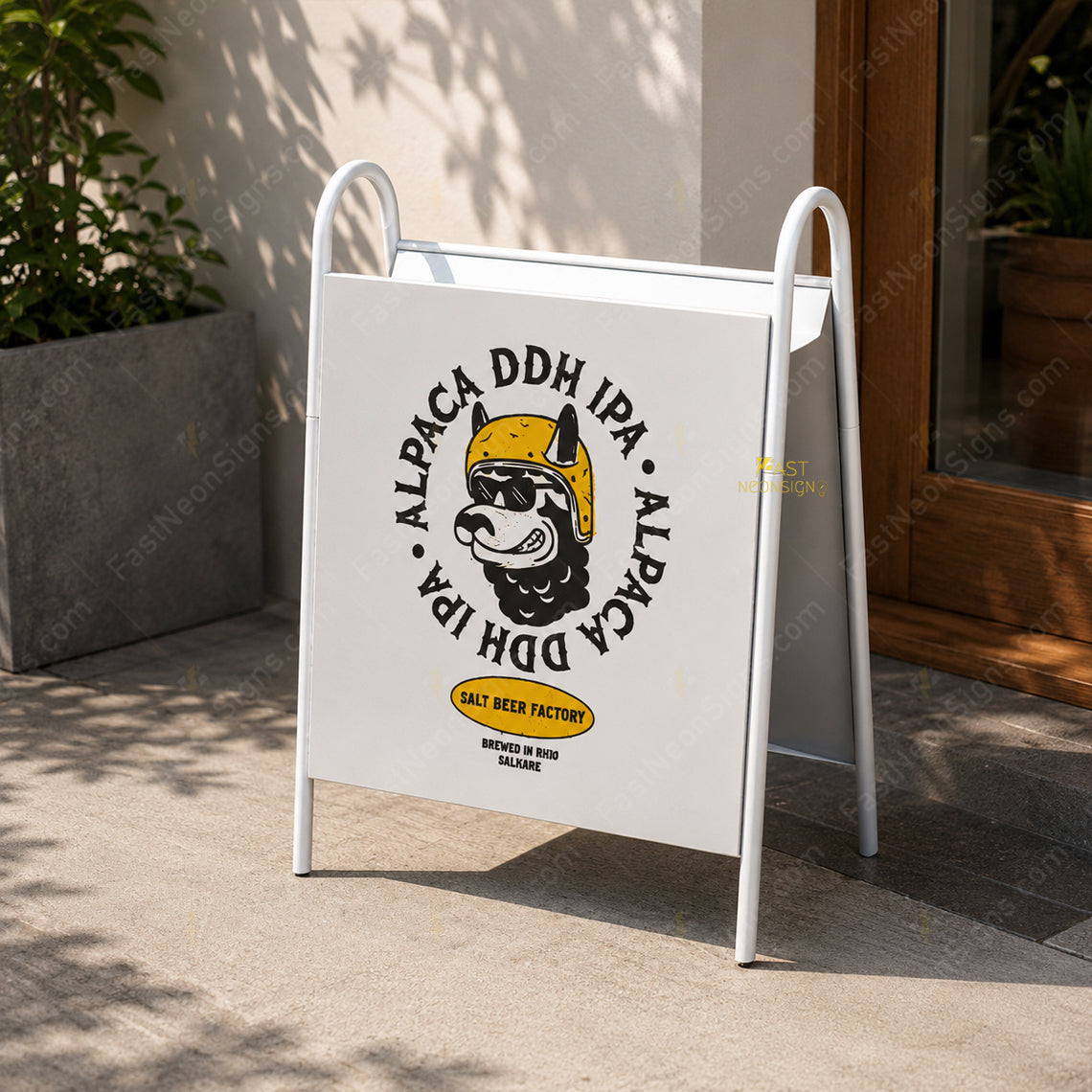Custom Outdoor A-Frame Welcome Sign with Shelf – Metal Entrance Display Stand for Hotels, Airbnb & Small Businesses