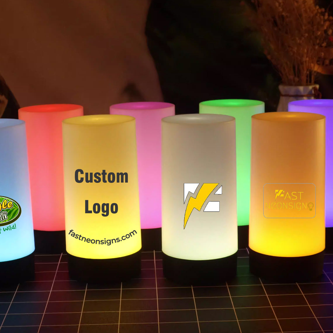 Custom Bar Night Table Lamp Party Column Shape Rechargeable Table Lamp Promotion Night Lamp with Logo