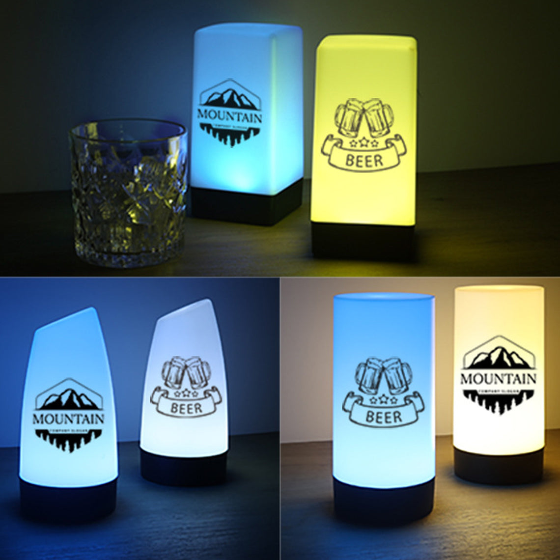 Custom Bar Night Table Lamp Party Column Shape Rechargeable Table Lamp Promotion Night Lamp with Logo