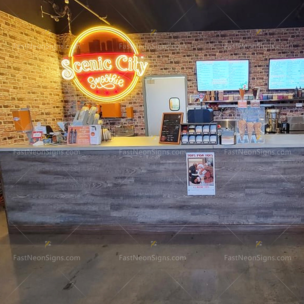 Custom UV Printing Brand Neon Signs, Business Logo Image Neon for Coffee Roaster, Bubble Tea Bar, Juice Bars & Smoothies, Ice Cream Shop