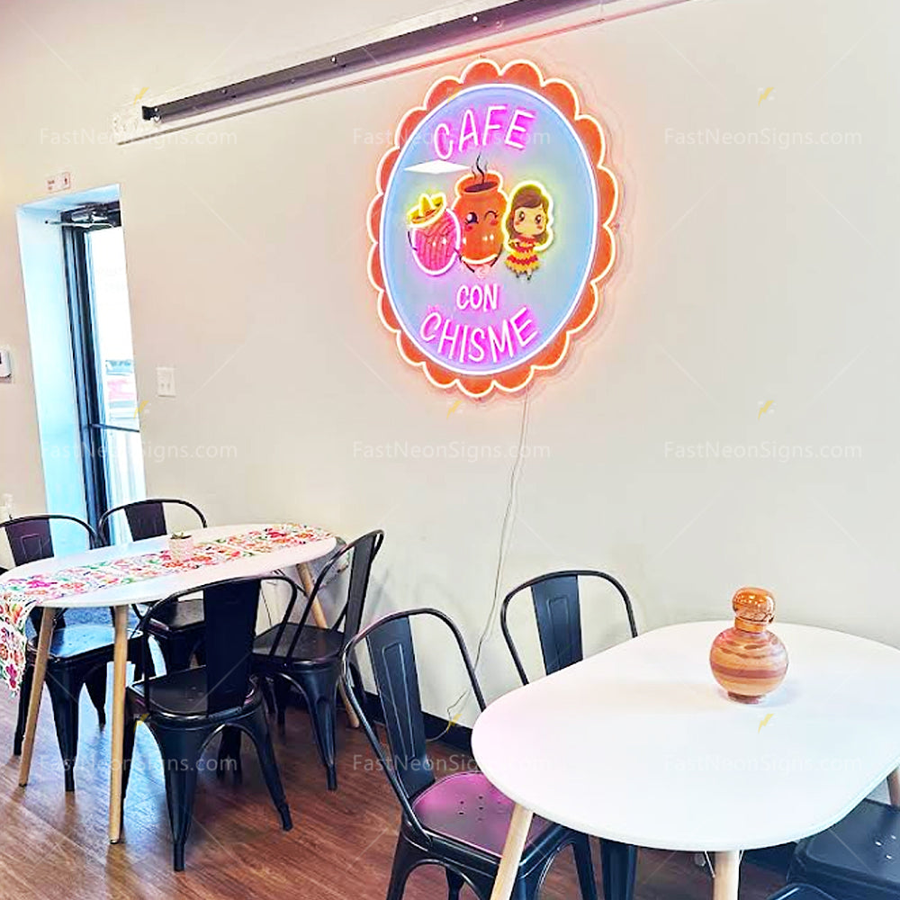 Custom UV Printing Brand Neon Signs, Business Logo Image Neon for Coffee Roaster, Bubble Tea Bar, Juice Bars & Smoothies, Ice Cream Shop