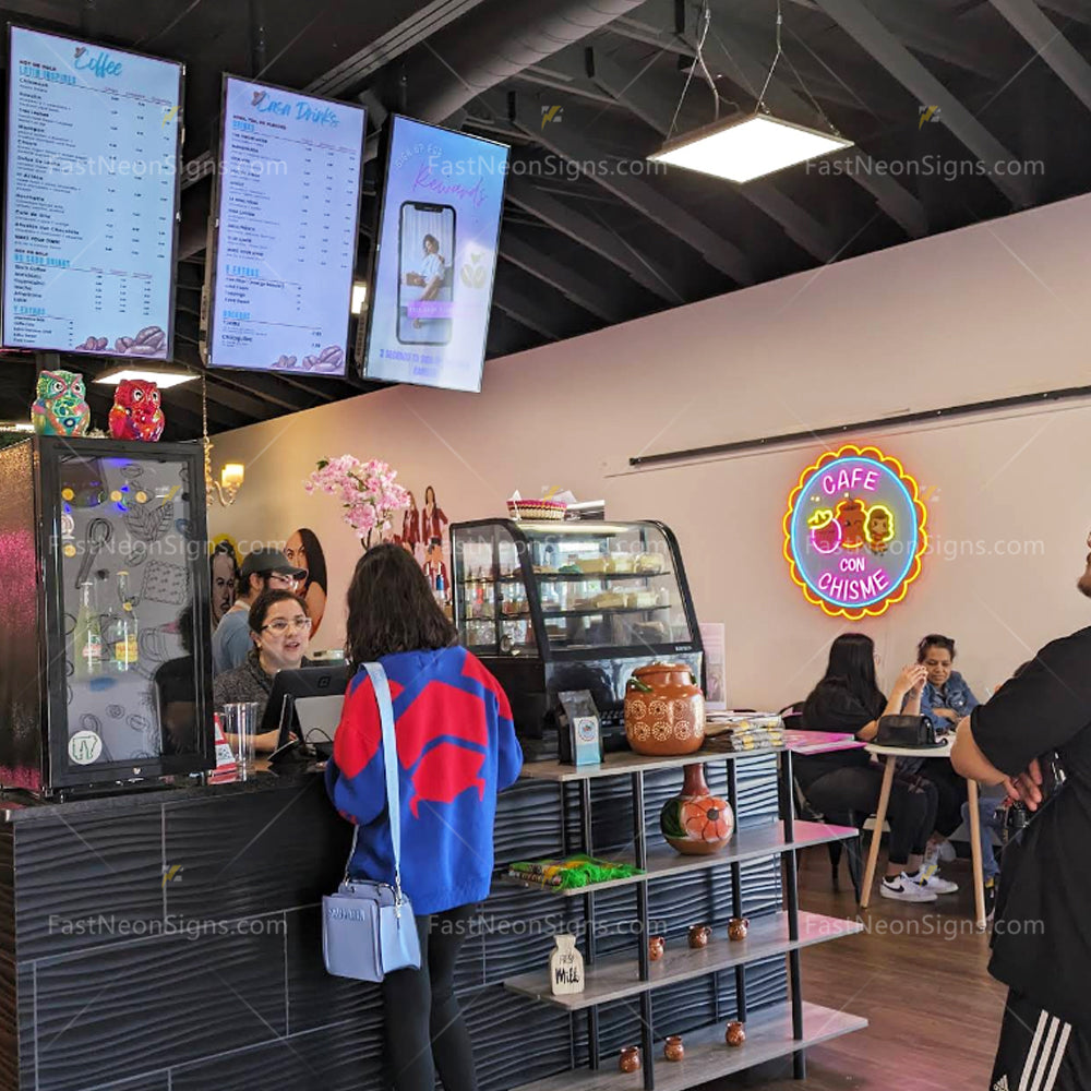 Custom UV Printing Brand Neon Signs, Business Logo Image Neon for Coffee Roaster, Bubble Tea Bar, Juice Bars & Smoothies, Ice Cream Shop
