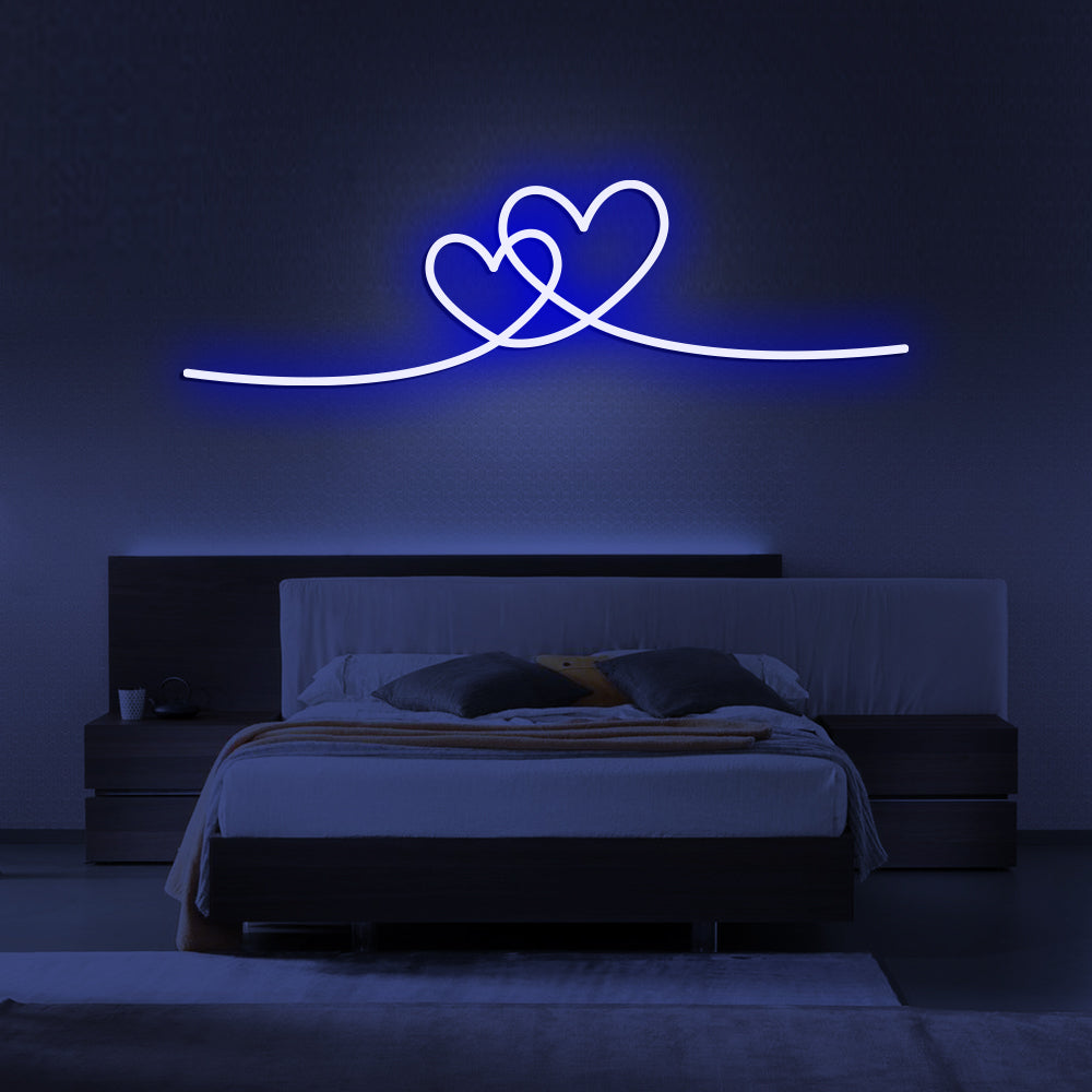 Double Love Heart Neon Sign - LED Neon Sign For Gifts, Room Decor