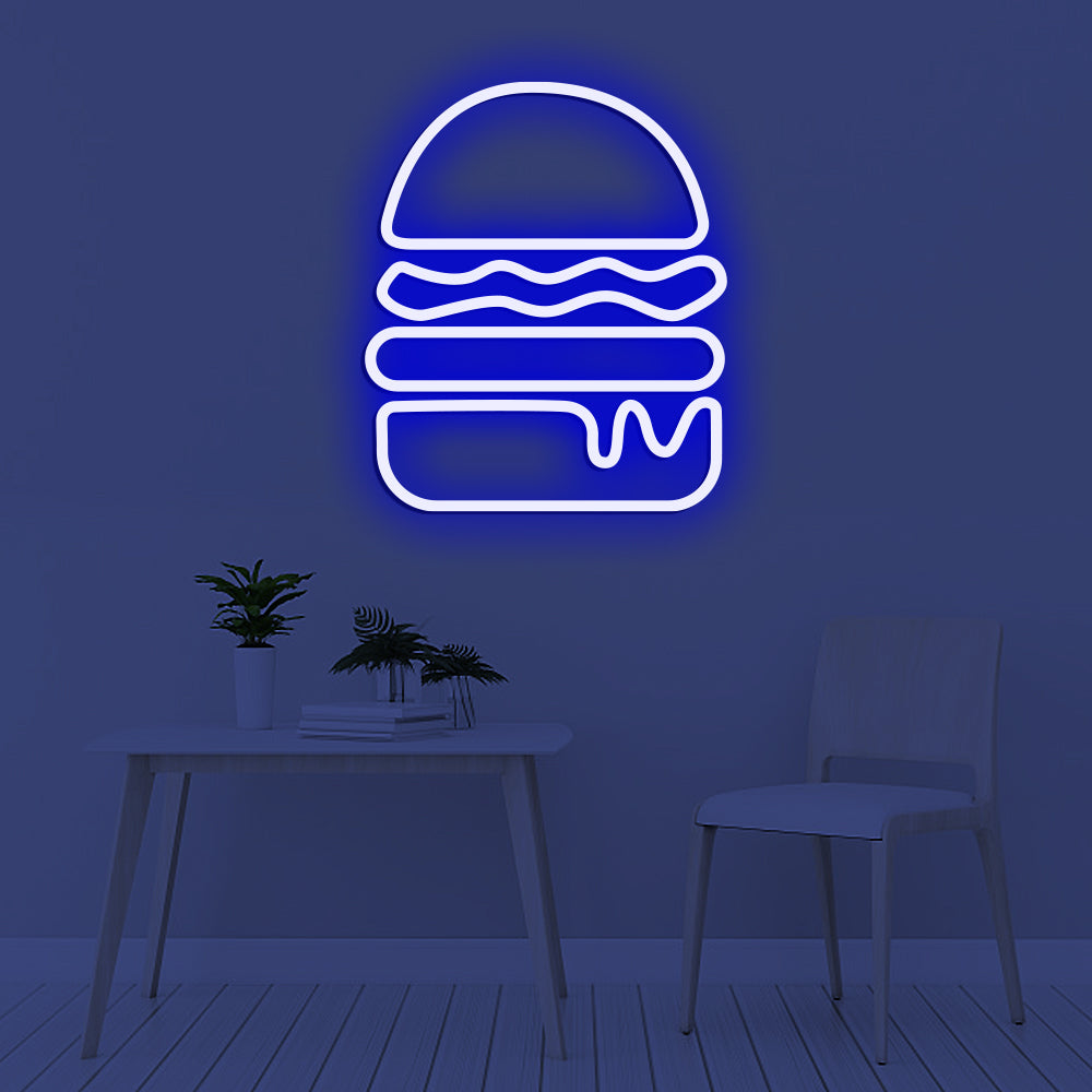 Burger Neon Sign - LED Neon Sign For Gifts, Room Decor, Restaurant, Burger Shop
