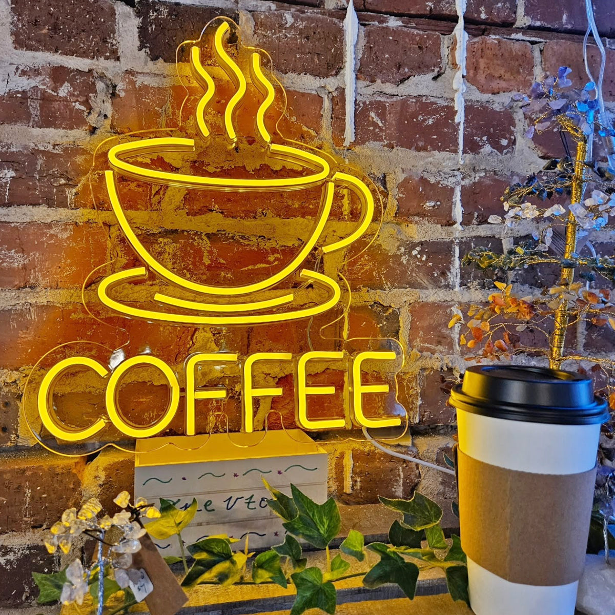 Coffee & Cup Neon Sign for Coffee Roaster, Cafe, Bubble Tea Bar, Juice Bars & Smoothies, Ice Cream Shop