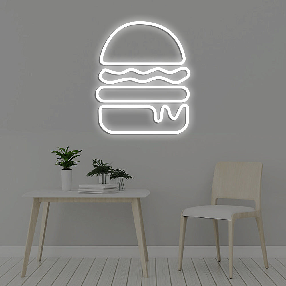 Burger Neon Sign - LED Neon Sign For Gifts, Room Decor, Restaurant, Burger Shop